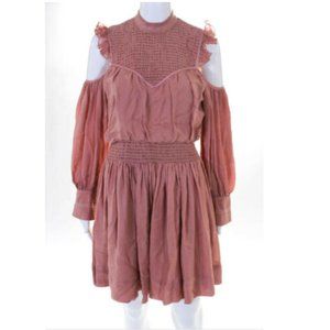 CINQ A SEPT Mauve Muted Dusty Pink Silk Ruffle Women's Runway Dress Size 2